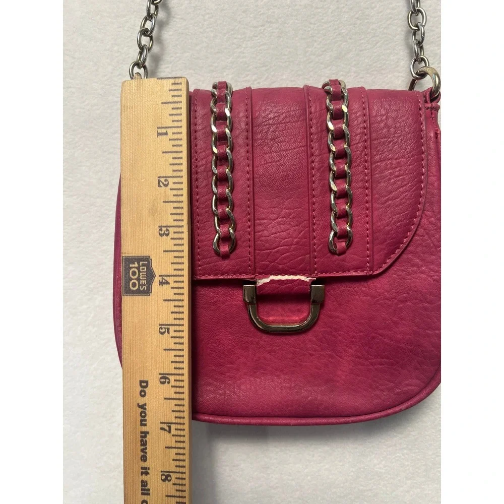 Charming Charlie Small Crossbody Bag Pink Faux Leather Chain Detail Y2K Style
